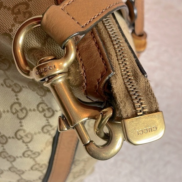 Gucci Rania Monogram GG Web Convertible Satchel Tote Crossbody Bag in Khaki - Picture 9 of 17